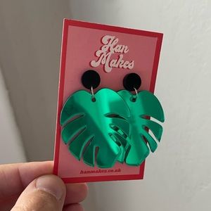 Han Makes Monstera Leaf Mirror Earrings